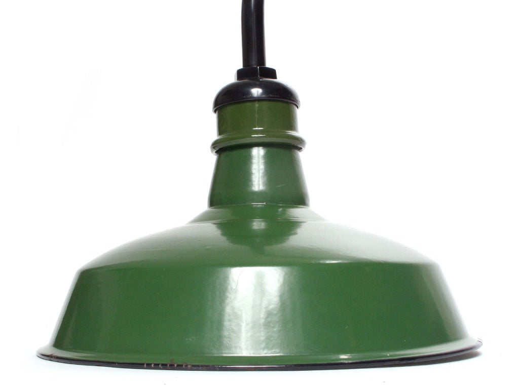 Industrial Billiard Light with Green Shades at 1stDibs