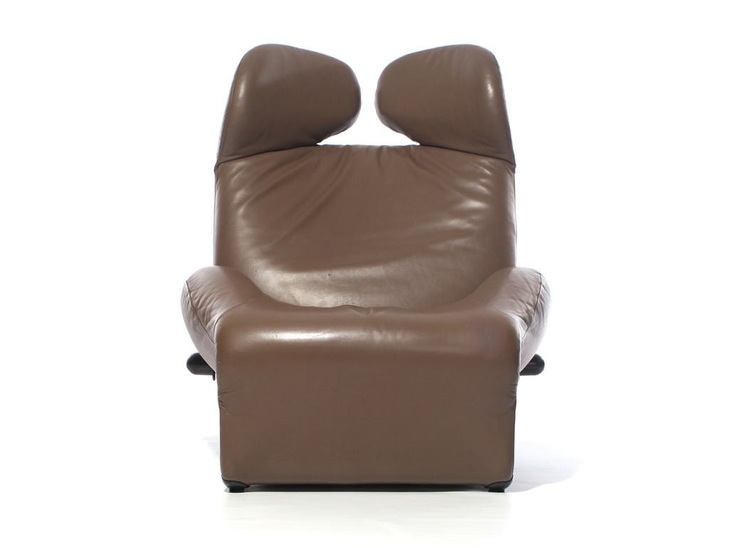 1980er Jahre Brauner Leder-Loungesessel „Wink“ von Toshiyuki Kita für Cassina im Angebot 1