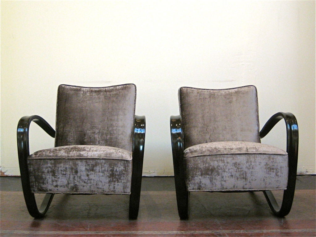 Pair of club chairs by Czech designer Jindrich Halabala In Good Condition In Los Angeles, CA