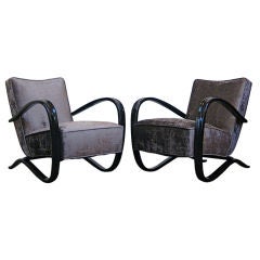 Pair of club chairs by Czech designer Jindrich Halabala