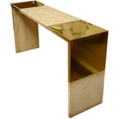Italian Travertine and Brass Console