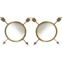 Used Pair of 1940s Brass Arrow Mirrors