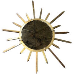 Mid-Century Bronze Starburst Mirror
