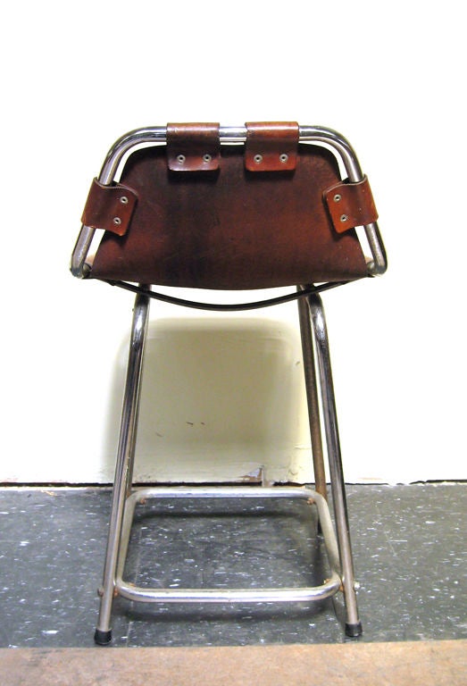 Charlotte Perriand Chrome and Leather Bar Stool In Good Condition In Los Angeles, CA