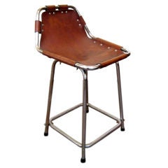 Charlotte Perriand Chrome and Leather Bar Stool