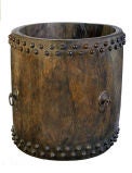 Antique Drum Vessel of Teak with Bronze Fittings