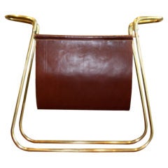 Carl Aubock Brass and Leather Magazine Holder