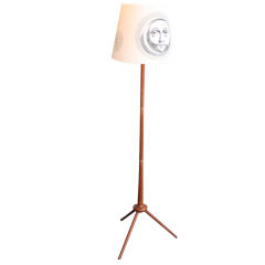 1950s Teak Floor Light with a Fornasetti Shade