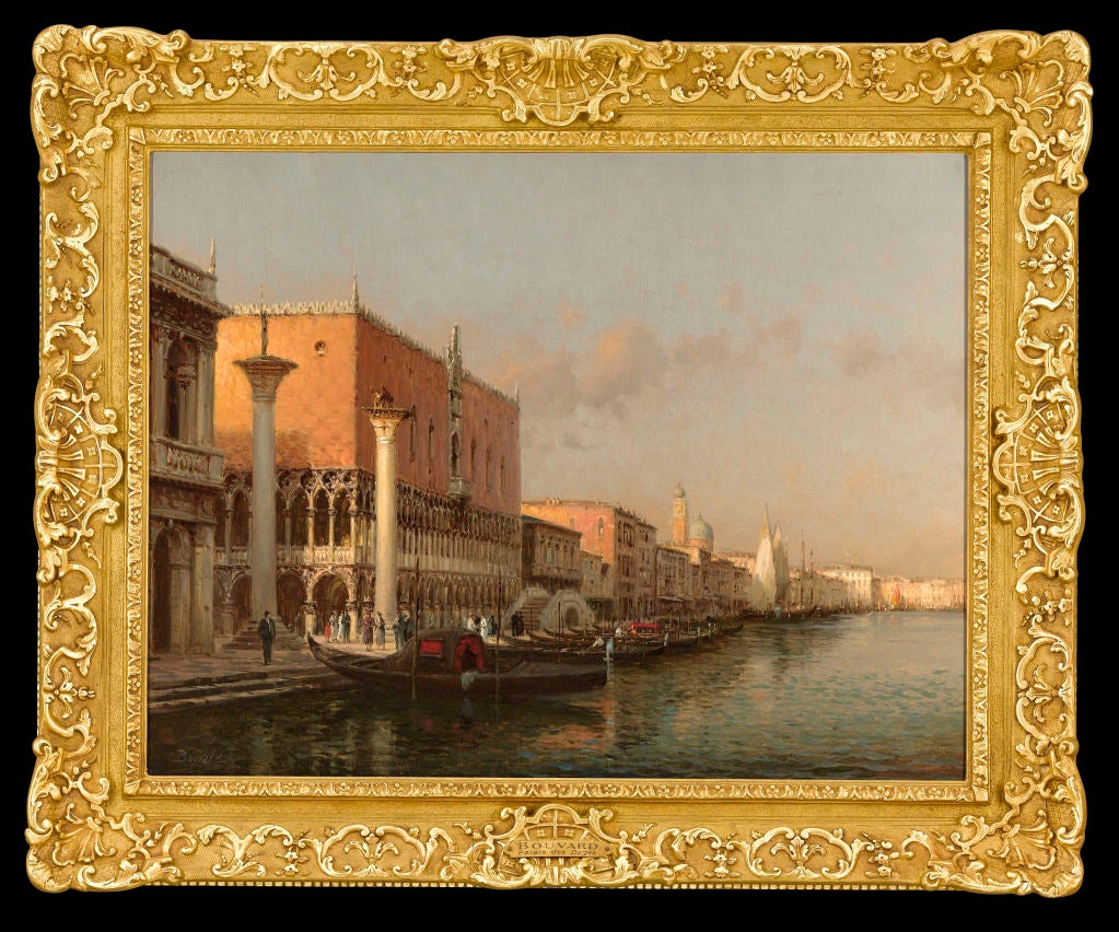 Antoine Bouvard <br />
1870-1956<br />
<br />
A beautiful painting by French artist Antoine Bouvard, celebrated for his captivating views of Venetian canals and palaces. It is a stunning canvas that captures his undeniable talent for utilizing