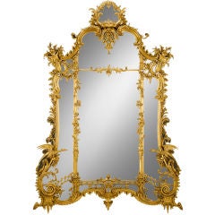Antique Monumental Chippendale Giltwood Mirror