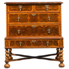 William and Mary Oysterwood Chest on Stand