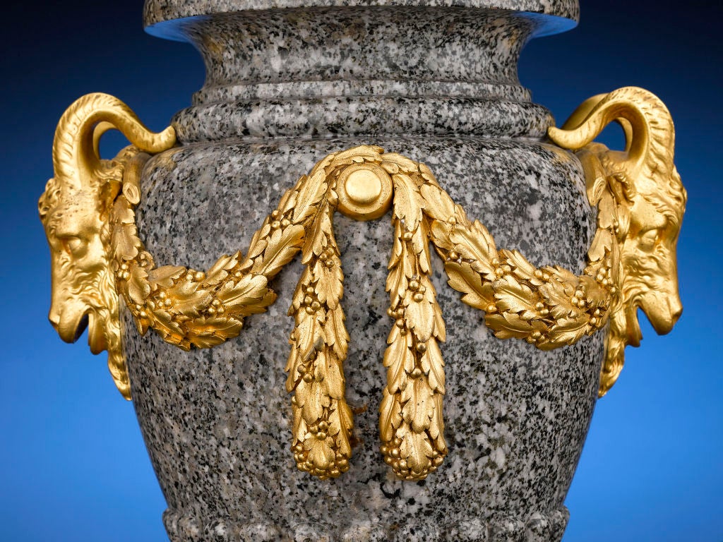 French Henri Dasson Marble and Bronze Urns