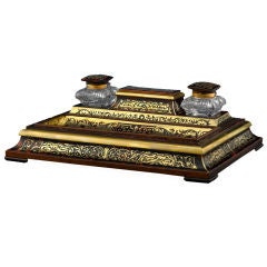 Antique Victorian Boulle Marquetry Inkstand