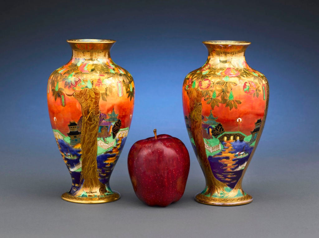Pair of Wedgwood Fairyland Willow Pattern Vases at 1stdibs