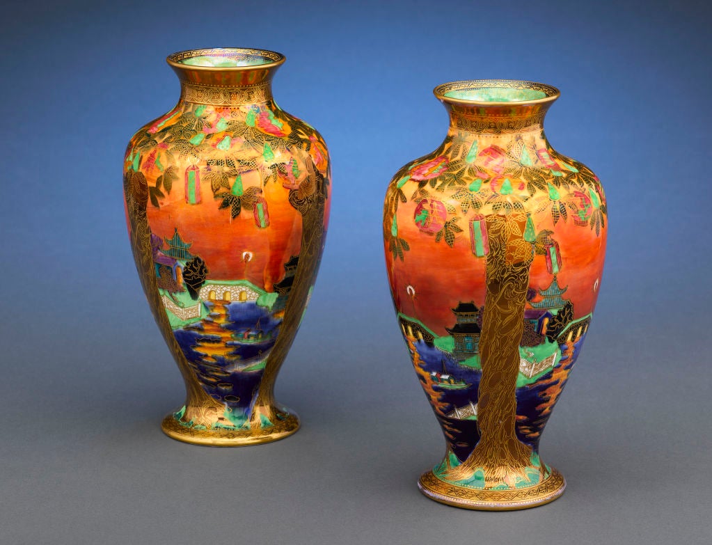 Pair of Wedgwood Fairyland Willow Pattern Vases at 1stdibs