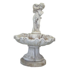 Fountain With Putti Figure Atop Clam Shell Bowl
