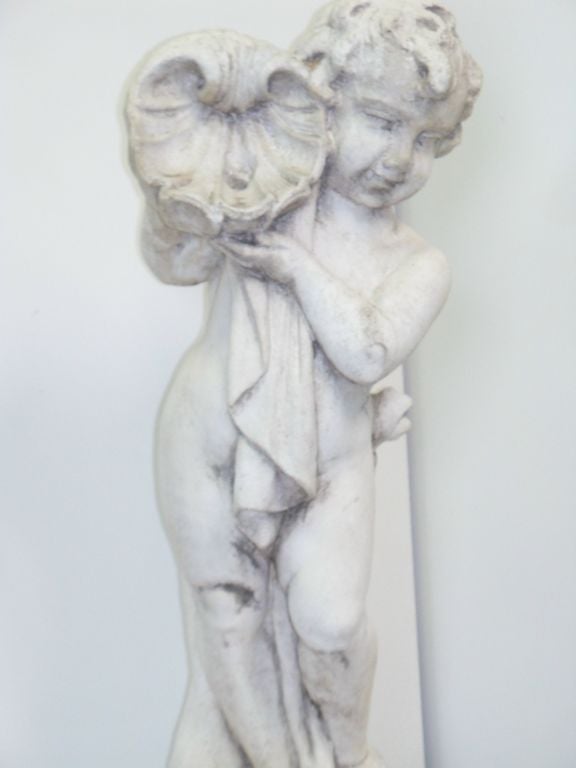 Fountain With Putti Figure Atop Clam Shell Bowl
