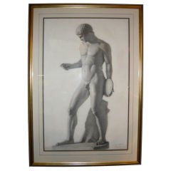 Large English Victorian Pencil Drawing