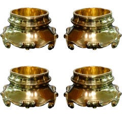 Set of Four Large Vermeil Master Salts with Vermeil Liners