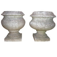 NEAR PAIR OF FRENCH MARBLE URNS
