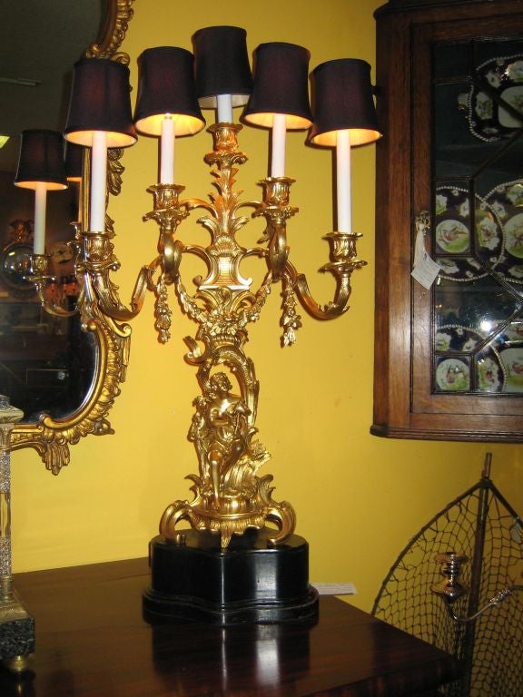 PAIR OF FRENCH LOUIS XV1  ORMOLU CANDELABRA LAMPS