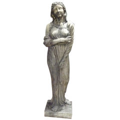 ENGLISH HAND-CARVED STATUE OF A MAIDEN