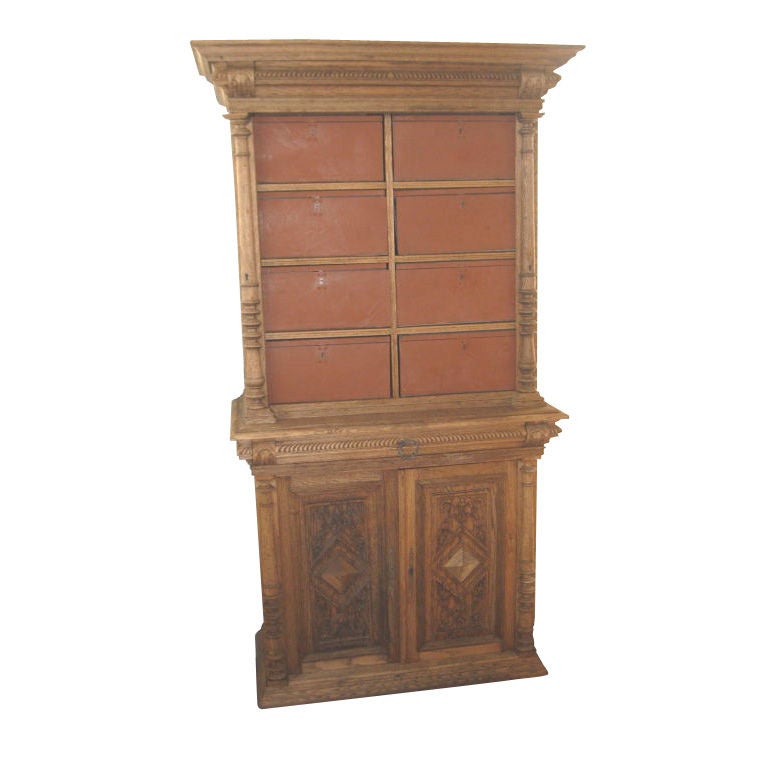 1920's Bleached Flemish Biblioteque-Storage Cabinet For Sale