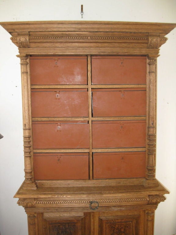 20th Century 1920's Bleached Flemish Biblioteque-Storage Cabinet For Sale
