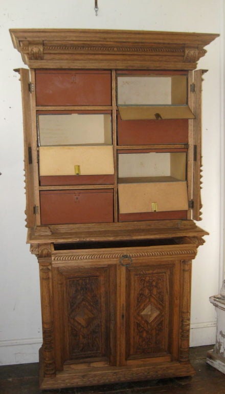 Oak 1920's Bleached Flemish Biblioteque-Storage Cabinet For Sale