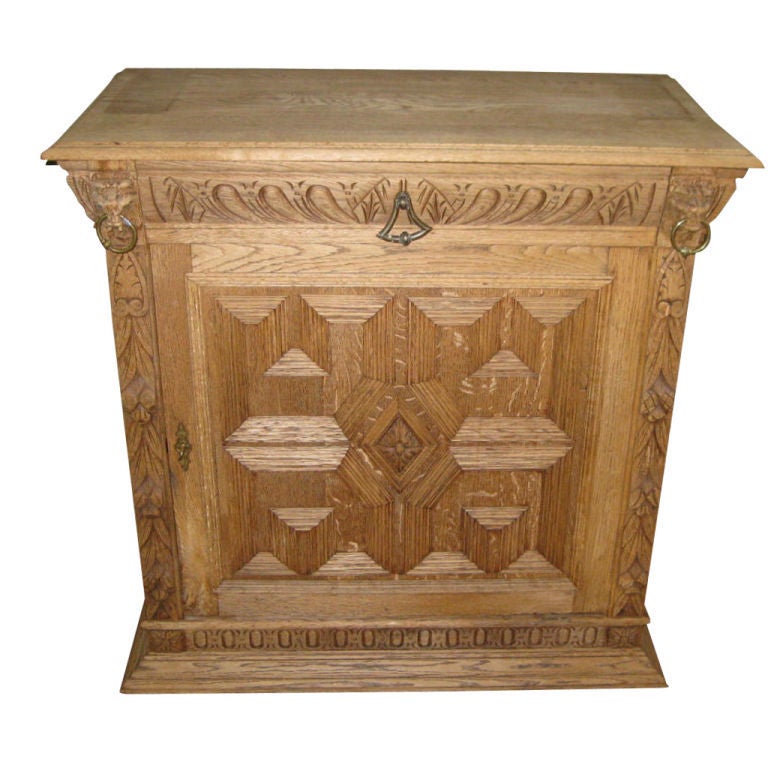 1920's Flemish Bleached Single Door Buffet- Cabinet