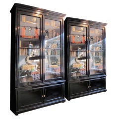 Pair of ebonised display cabinets