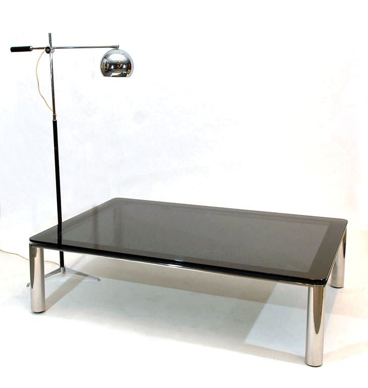 Stainless Steel Coffee Table by Pace with Black Glass Stainless 1960s at 1stdibs