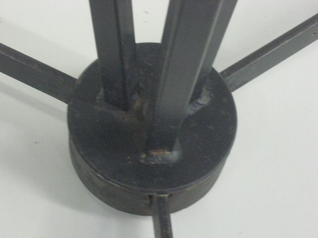 Two French, Mid Century Modern Industrial Steel and Zinc Cafe Tables