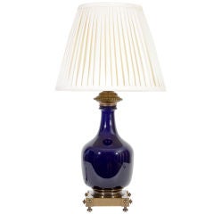 Sevres Blue Porcelain Vase Lamp, France, Late 19th Century