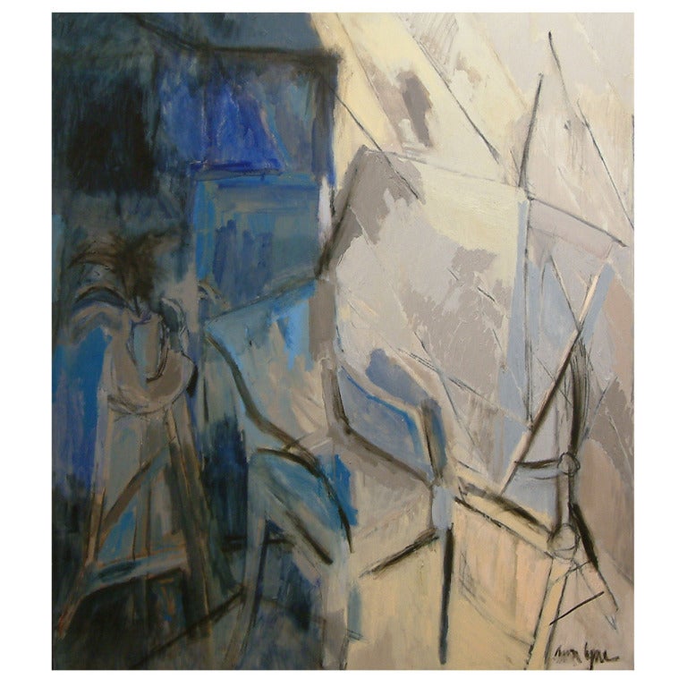 Large Ann Lyne Oil on Canvas circa 1990 For Sale