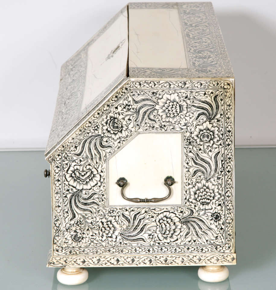 18th Century and Earlier Vizagapatam Ivory Veneered Miniature Bureau