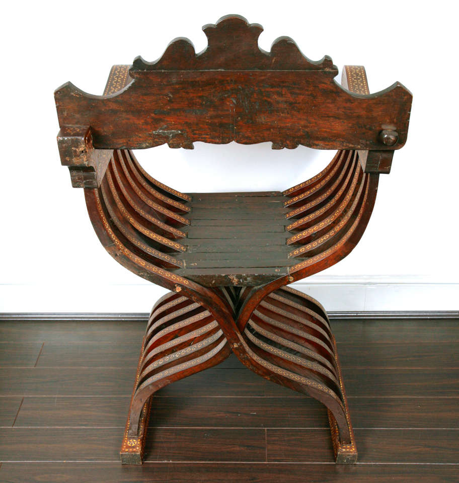 Pair Of Italian Or Spanish Moorish Style Folding Chairs, 19th C For Sale 3
