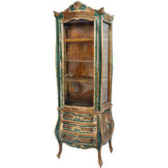 Antique Distressed Green French Cabinet