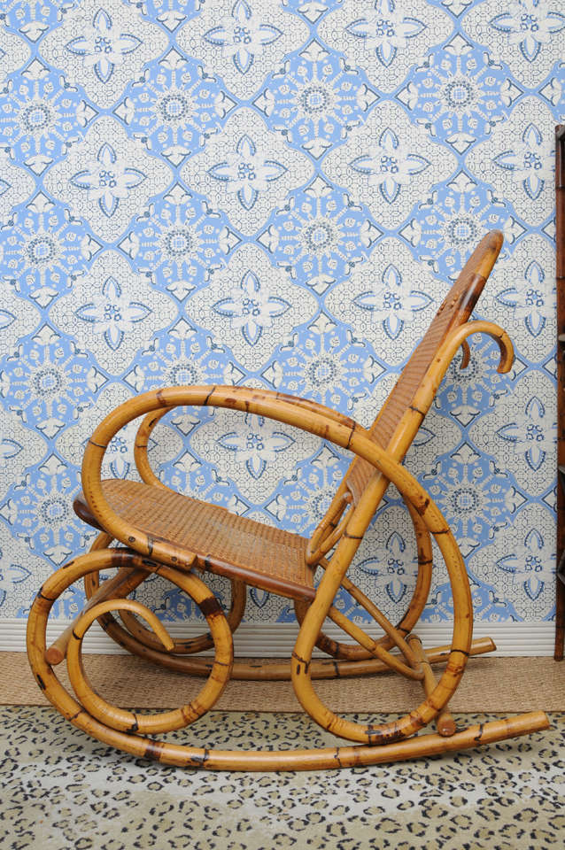 Franco Albini Bamboo Style Rocking Chair 1