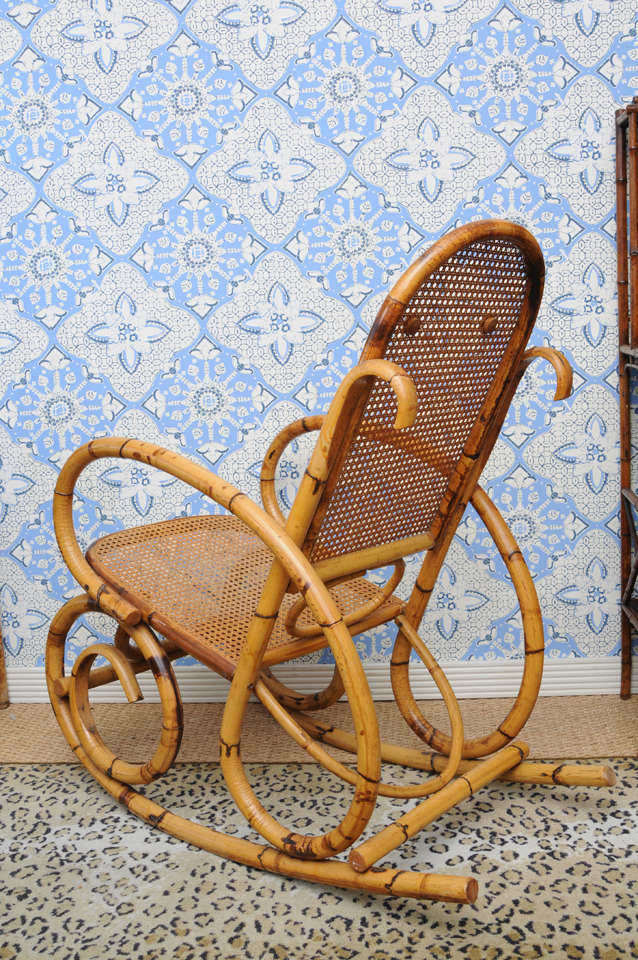 Franco Albini Bamboo Style Rocking Chair 2
