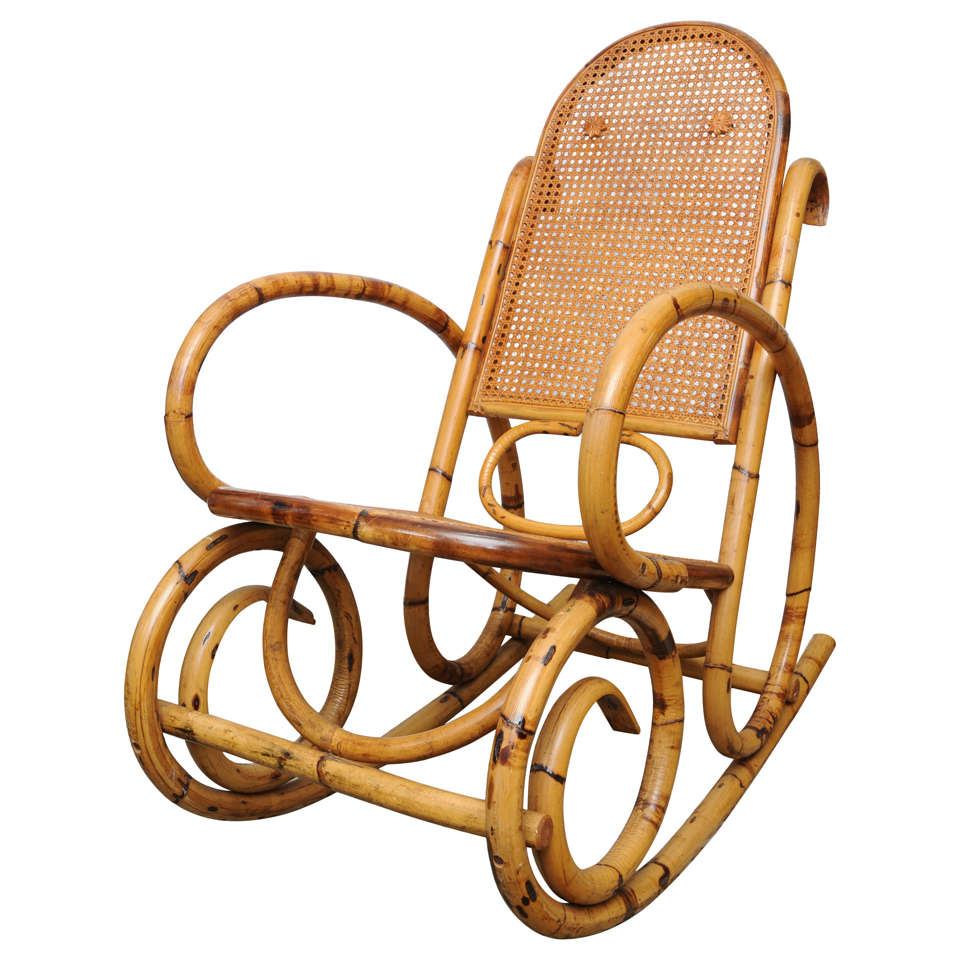 Franco Albini Bamboo Style Rocking Chair at 1stDibs