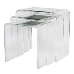 Vintage Lucite and Mirror Nesting Tables