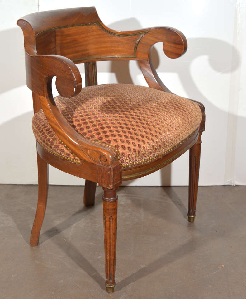 20th Century French Bronze Trimmed Library Chair