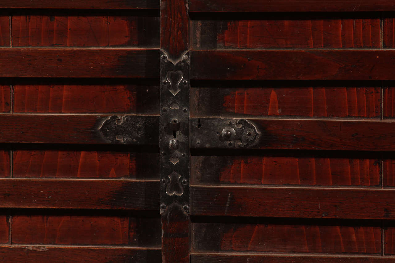 Wood Japanese Wheeled Tansu Chest For Sale