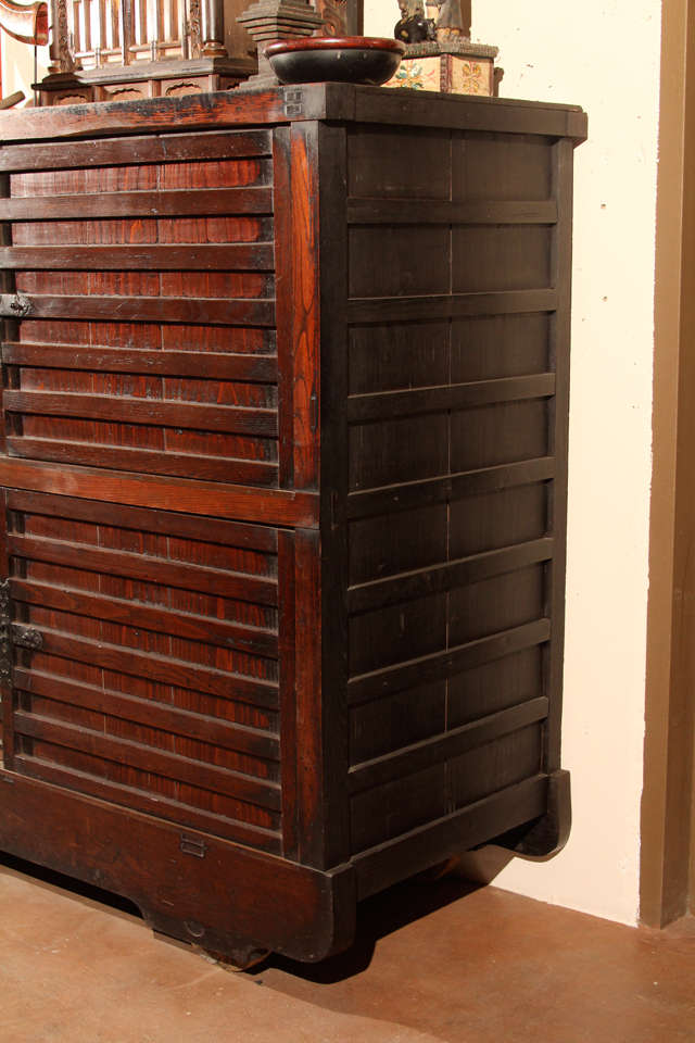 Japanese Wheeled Tansu Chest For Sale 1