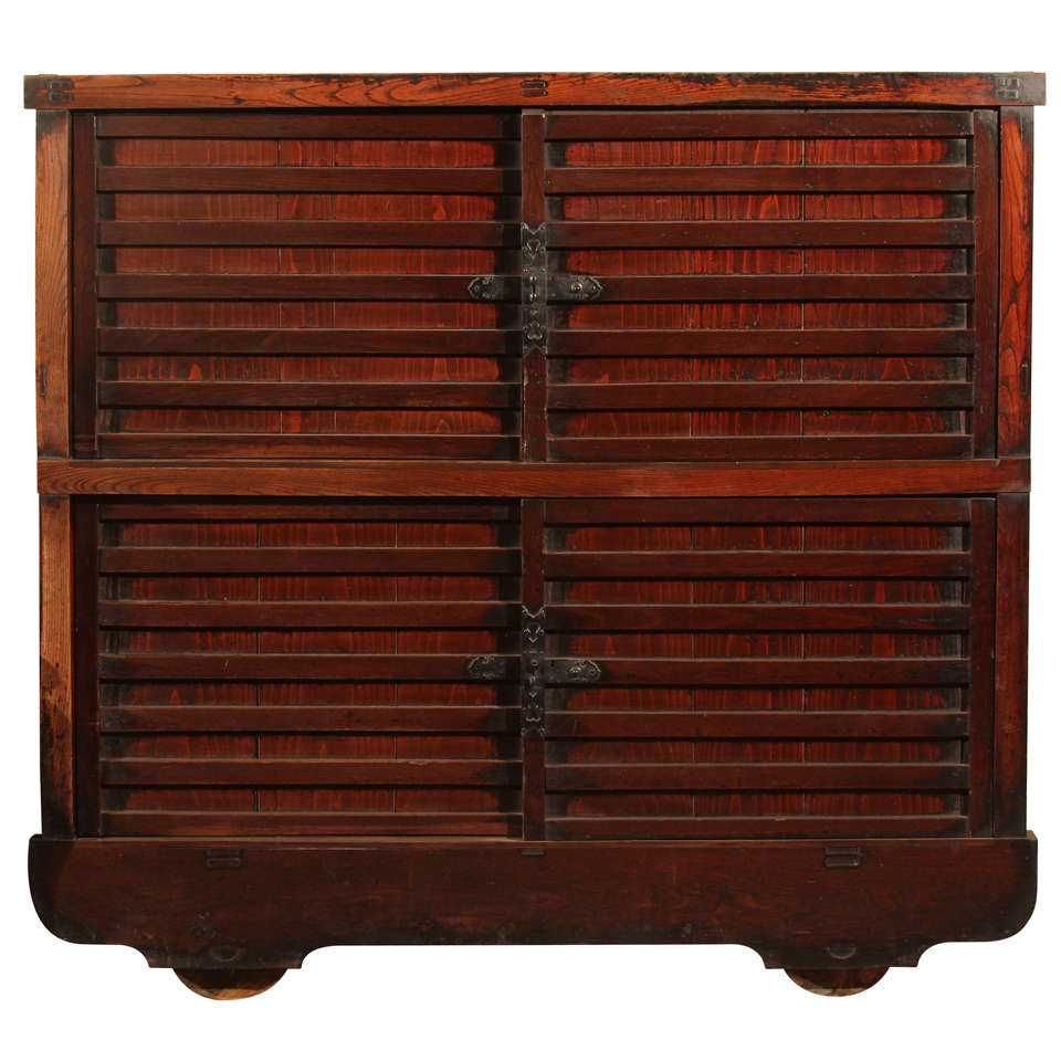 Japanese Wheeled Tansu Chest For Sale