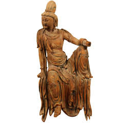 Chinese Carved Wood Sculpture of Guanyin