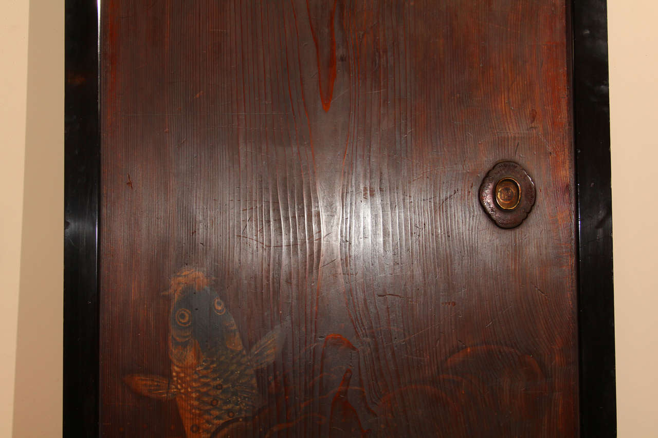 19th Century Japanese Painted Wood Door