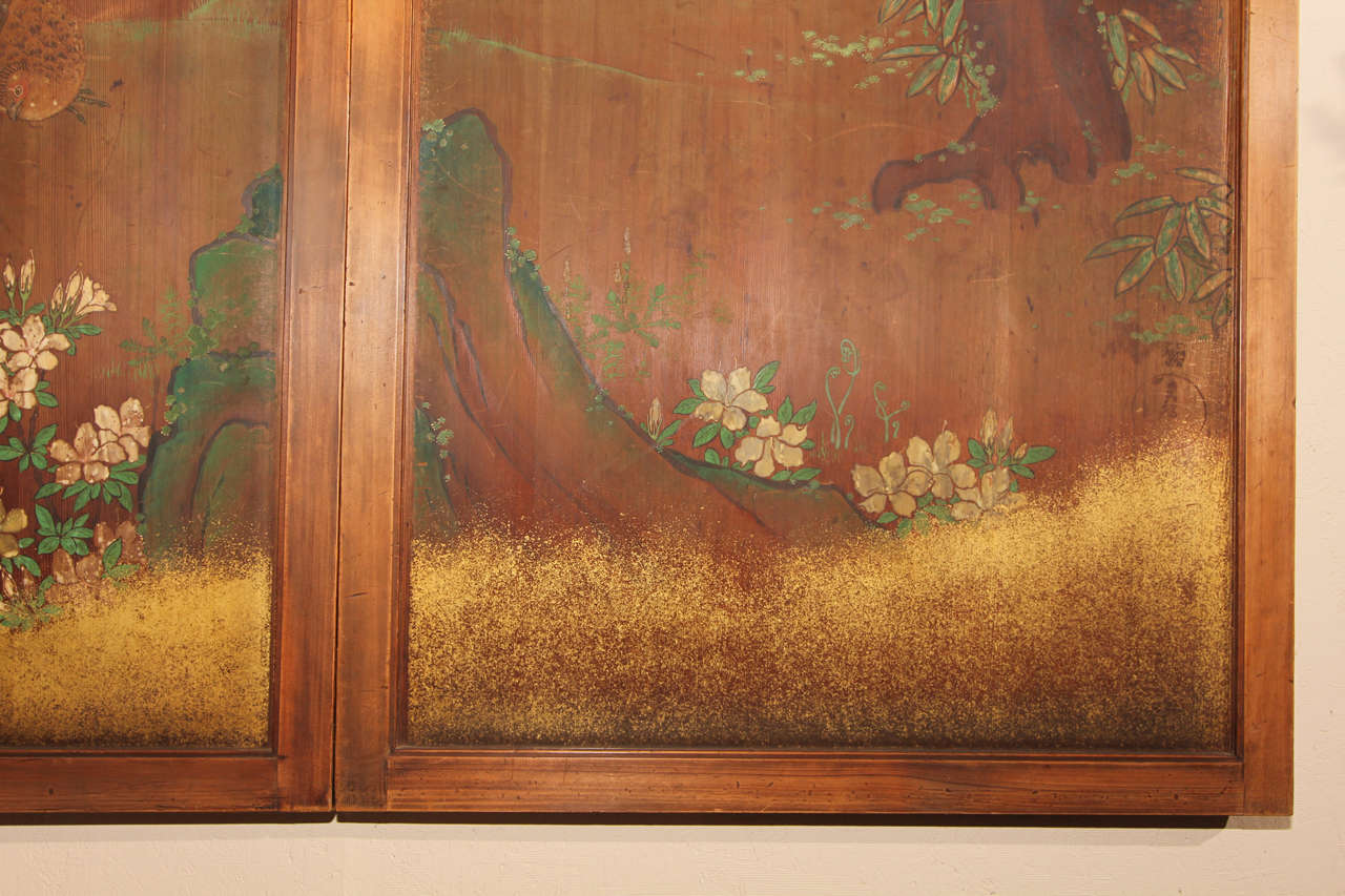 Japanese Painted Wood Doors In Excellent Condition For Sale In Seattle, WA