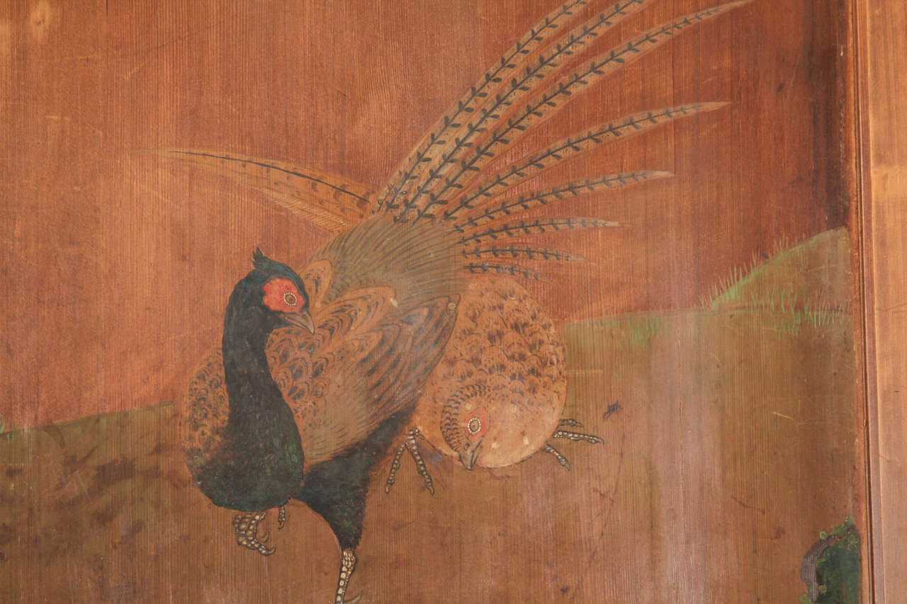 19th Century Japanese Painted Wood Doors For Sale